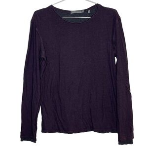 VINCE Purple Layered Long Sleeve T-Shirt Scoop Neck 100% Pima Cotton